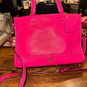Coach Hot Pink Leather Shoulder Bag
